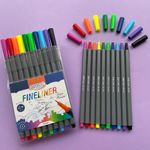 Kit Caneta BRW Fine Liner 0.4mm - Cores Básicas - Kit 6 ou 10 Cores Ponta Ultra Fina