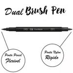 Caneta Cis Dual Brush Preta Ponta Pincel para Lettering - Marcador Artístico Aquarelável