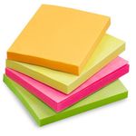 Kit 4 Bloco Notas Adesivas BRW Neon - 400 Folhas - 38 x 51mm - Para Lembretes e Recados