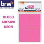 Kit 4 Bloco Notas Adesivas BRW Neon - 400 Folhas - 38 x 51mm - Para Lembretes e Recados