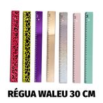 Régua Waleu New Line 30cm - Tom Pastel, Metalizada, Estampada e Holográfica (Com Glitter)