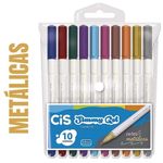 Kit Caneta Gel Cis Jimmy Gel Cores Fashion Metálicas Pastel Neon 1.0mm