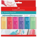 Marca Texto Faber Castell 46 - Tons Pastel Amarelo Lilás Rosa Verde Azul Laranja - Kit ou unidade