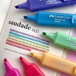 Marca Texto Faber Castell 46 - Tons Pastel Amarelo Lilás Rosa Verde Azul Laranja - Kit ou unidade