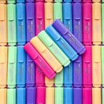 Marca Texto Faber Castell 46 - Tons Pastel Amarelo Lilás Rosa Verde Azul Laranja - Kit ou unidade