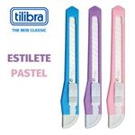 Estilete Tilibra Tom Pastel com Trava - Lilás, Azul, Rosa