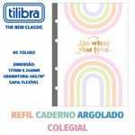 Refil 80 Folhas Coloridas ou Brancas para Fichário Argolado Colegial Tilibra Tiliflex Happy