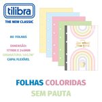 Refil 80 Folhas Coloridas ou Brancas para Fichário Argolado Colegial Tilibra Tiliflex Happy