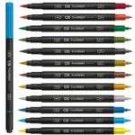 Kit Cis Dual Brush - Caneta Ponta Pincel Aquarelável e Ponta Fina - Cores Básicas, Neon, Tom Pastel, Cinza e Tons de Pel