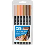 Kit Cis Dual Brush - Caneta Ponta Pincel Aquarelável e Ponta Fina - Cores Básicas, Neon, Tom Pastel, Cinza e Tons de Pel