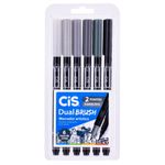 Kit Cis Dual Brush - Caneta Ponta Pincel Aquarelável e Ponta Fina - Cores Básicas, Neon, Tom Pastel, Cinza e Tons de Pel