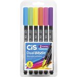Kit Cis Dual Brush - Caneta Ponta Pincel Aquarelável e Ponta Fina - Cores Básicas, Neon, Tom Pastel, Cinza e Tons de Pel
