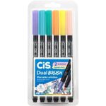 Kit Cis Dual Brush - Caneta Ponta Pincel Aquarelável e Ponta Fina - Cores Básicas, Neon, Tom Pastel, Cinza e Tons de Pel