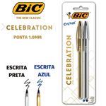Kit Caneta Bic Cristal Celebration ou Matte Luxo - Dourada e Prateada