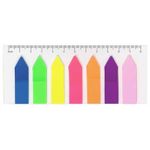 Kit 7 Bloco Adesivo Marcador de Página BRW Neon Setas + Régua Colorido