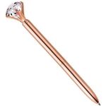 Caneta Metálica com Diamante BRW Luxo - Dourada, Prata e Rosé (Escrita Azul)