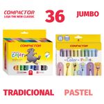 Canetinha Hidrográfica Compactor Neo Pen Color Jumbo - 36, 24, 12 ou 6 Cores - Tom Pastel