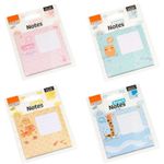 Bloco Notas Adesivas 3 em 1 BRW Fofo Gatinho, Coruja, Elefante, Girafa - Para Lembretes Recados