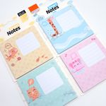 Bloco Notas Adesivas 3 em 1 BRW Fofo Gatinho, Coruja, Elefante, Girafa - Para Lembretes Recados