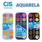 Aquarela Cis 12 ou 8 Cores com Pincel - Tom Pastel, Cores Metálicas e Tradicionais