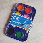 Aquarela Cis 12 ou 8 Cores com Pincel - Tom Pastel, Cores Metálicas e Tradicionais
