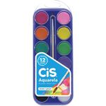 Aquarela Cis 12 ou 8 Cores com Pincel - Tom Pastel, Cores Metálicas e Tradicionais