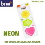 Kit Bloco de Notas Adesivas BRW - Preto, Kraft, Tons Pastel, Patinha de Gato e Coloridos