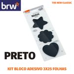Kit Bloco de Notas Adesivas BRW - Preto, Kraft, Tons Pastel, Patinha de Gato e Coloridos