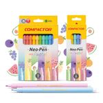 Kit Caneta Hidrográfica Compactor (Canetinhas) Neo Pen Tom Pastel Perfumada Mentos - 12 ou 6 cores
