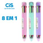 Caneta Cis 4 Cores em 1 - Básicas e Coloridas 0.7mm Grip Candy Mini Apagável Lapiseira Capivara