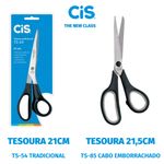 Tesoura Cis Multiuso Grande Preta 21cm - Cabo Emborrachado ou Tradicional