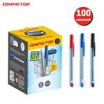 Caixa Caneta Compactor Escrita Fina - Azul, Preta, Vermelha, Verde, Rosa, Roxa - 100 ou 25 unidades