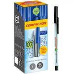 Caixa Caneta Compactor Escrita Fina - Azul, Preta, Vermelha, Verde, Rosa, Roxa - 100 ou 25 unidades