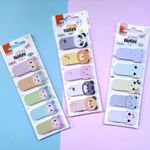 Marcador de Página Adesivo BRW Decorado Fofo - Gatinho Pata Coruja Animais - 5 Blocos x 25 folhas
