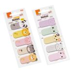 Marcador de Página Adesivo BRW Decorado Fofo - Gatinho Pata Coruja Animais - 5 Blocos x 25 folhas
