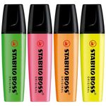 Kit Marca Texto Stabilo Boss 4 Cores - Neon - Tom Pastel - Novas Cores