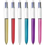Caneta Bic Cristal 4 Cores em 1 - Pastel, Metálica, Emborrachado, Fluo, Solar, Madeira, Lapiseira