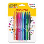 Kit Caneta Compactor JetLux Decorada Ponta Média 1.0mm - 8, 4, 3 ou 2 Cores