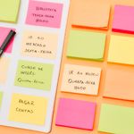 Bloco Jocar Office Notas Adesivas 400 Folhas Lembretes Cores Neon, Tom Pastel ou Cores Neutras