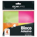 Bloco Jocar Office Notas Adesivas 400 Folhas Lembretes Cores Neon, Tom Pastel ou Cores Neutras