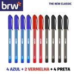 Kit Caneta Esferográfica BRW Ponta Fina 0.7mm Azul, Preta e Vermelha Triplet