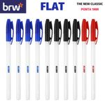 Kit Caneta BRW Flat Corpo Redondo Ponta 1.0mm - Azul, Preta e Vermelha