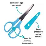 Tesoura Cis Tom Pastel com Capa Protetora e Mola Vai e Vem