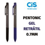 Caneta Cis Pentonic Gel Retrátil - Azul ou Preta - Ponta Fina 0.7mm