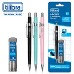 Kit 1 Lapiseira Tilibra I-POINT + 1 Pote de Grafite 0.7mm - Rosa Pastel, Verde Água, Preto