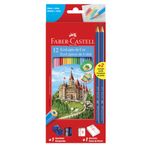 Kit Escolar 12 Lápis de Cor Faber Castell + 2 Ecolápis + 1 Apontador + 1 Borracha