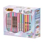 Kit Lettering Tom Pastel Bic 12 Itens - Marca Texto, Caneta Ponta Ultra Fina, Intensity e Marcador Permanente - Letterin