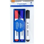 Kit Apagador Magnético + 3 Marcador de Quadro Branco BRW