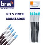 Kit 5 Pincel Modelador Silicone BRW - Ideal para Biscuit Escultura