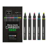 Estojo Marca Texto Carbon Jocar Office Neon - Kit 5 Cores